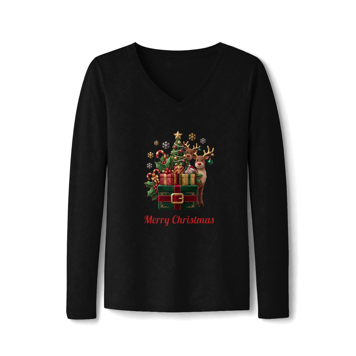Maglia scollo a V maniche lunghe donna – Doni di Festa
