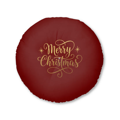 Cuscino da pavimento rotondo con trapuntatura Merry Christmas 2