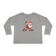 T-shirt a maniche lunghe da bambino con Babbo Natale sulle spalle