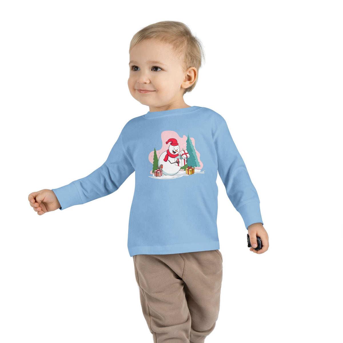 T-shirt a maniche lunghe per bambini "Snowman's Surprise"