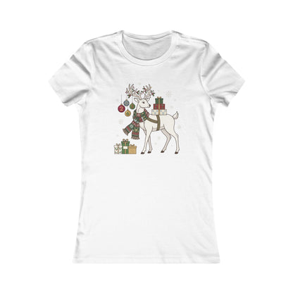 T-shirt natalizia da donna con cervo