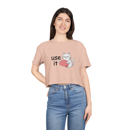 T-shirt crop bianca donna «Use It»