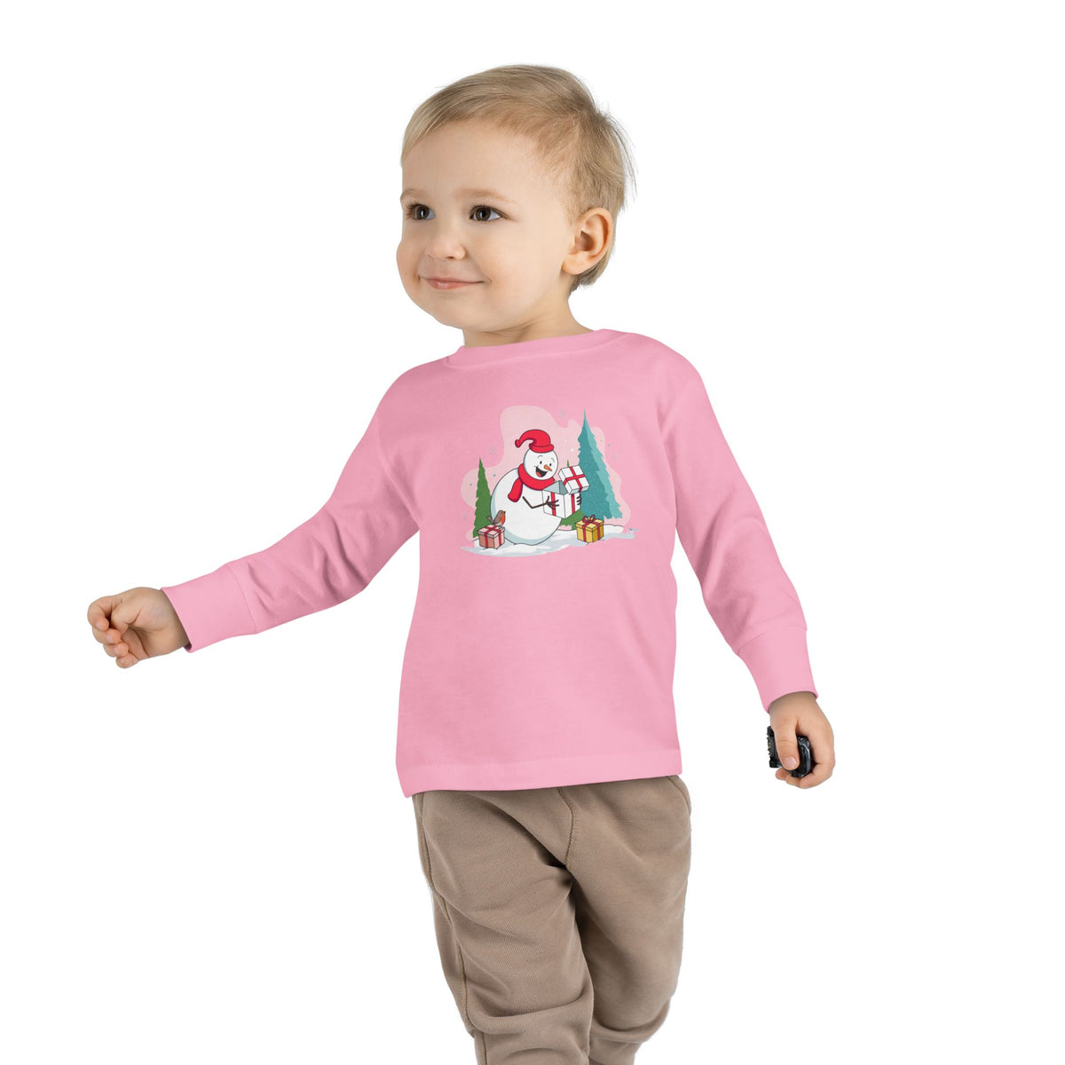 T-shirt a maniche lunghe per bambini "Snowman's Surprise"
