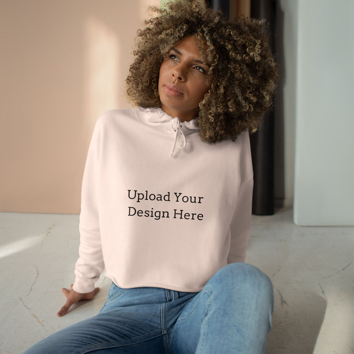 Felpa crop con cappuccio donna personalizzabile – Modello A