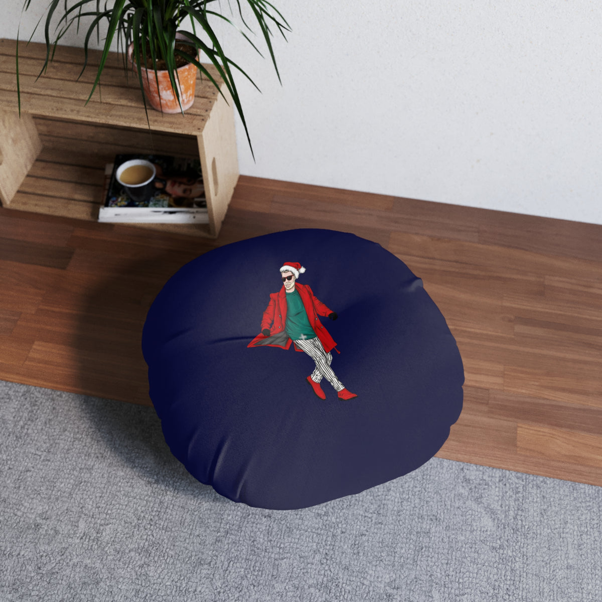 Cuscino da pavimento rotondo trapuntato Swag Claus