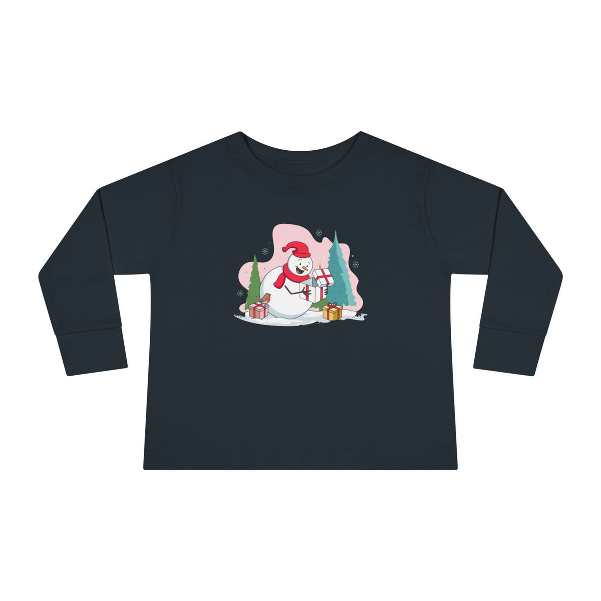 T-shirt a maniche lunghe per bambini "Snowman's Surprise"