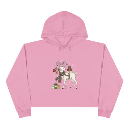 Felpa crop con cappuccio donna – Renna di Natale