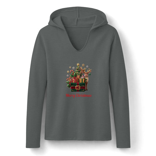 Felpa con  cappuccio da donna Festive Bounty a tema pupazzo di neve