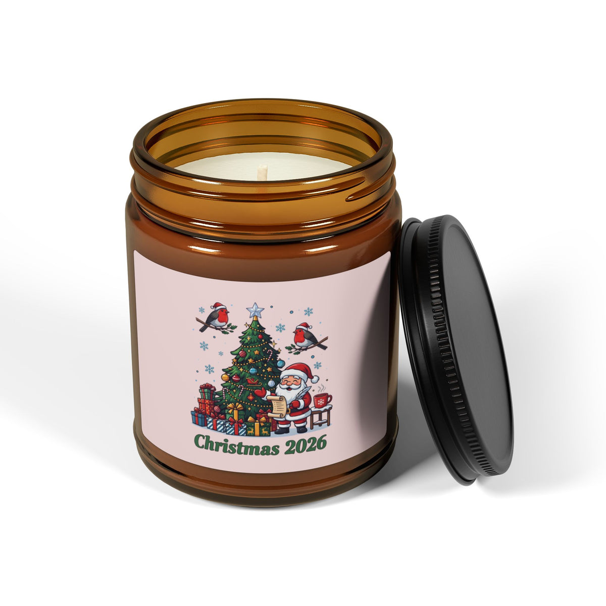 Candela in barattolo ambrato – Natale 2026