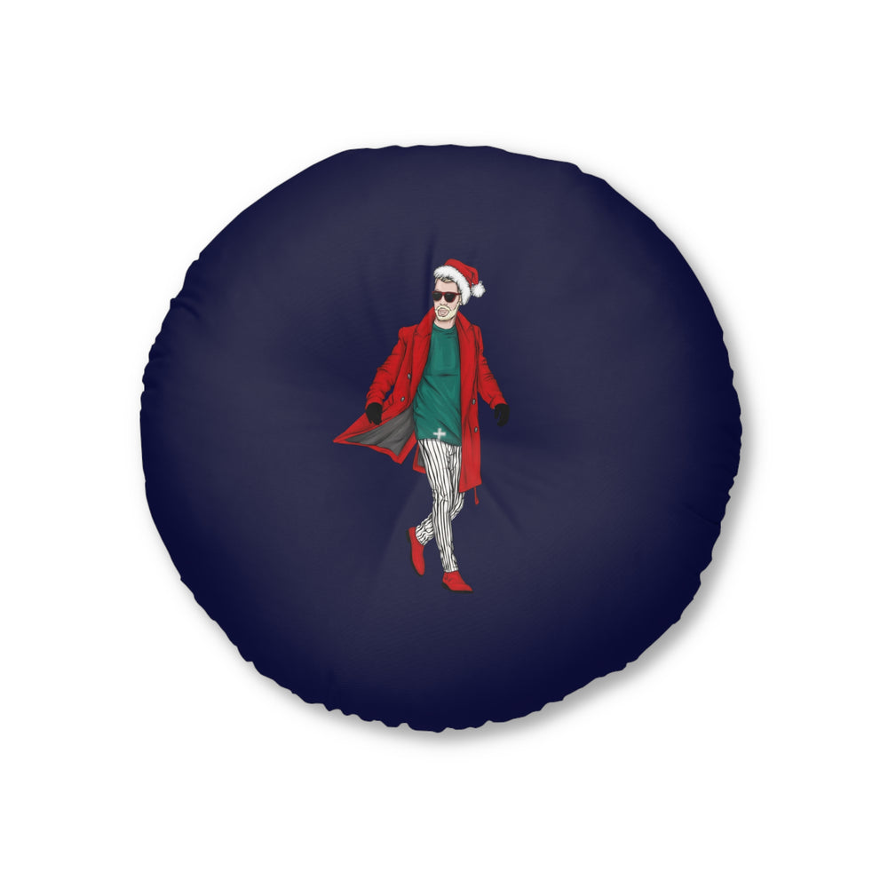 Pouf cuscino rotondo trapuntato – Babbo Natale Cool
