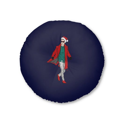 Pouf cuscino rotondo trapuntato – Babbo Natale Cool