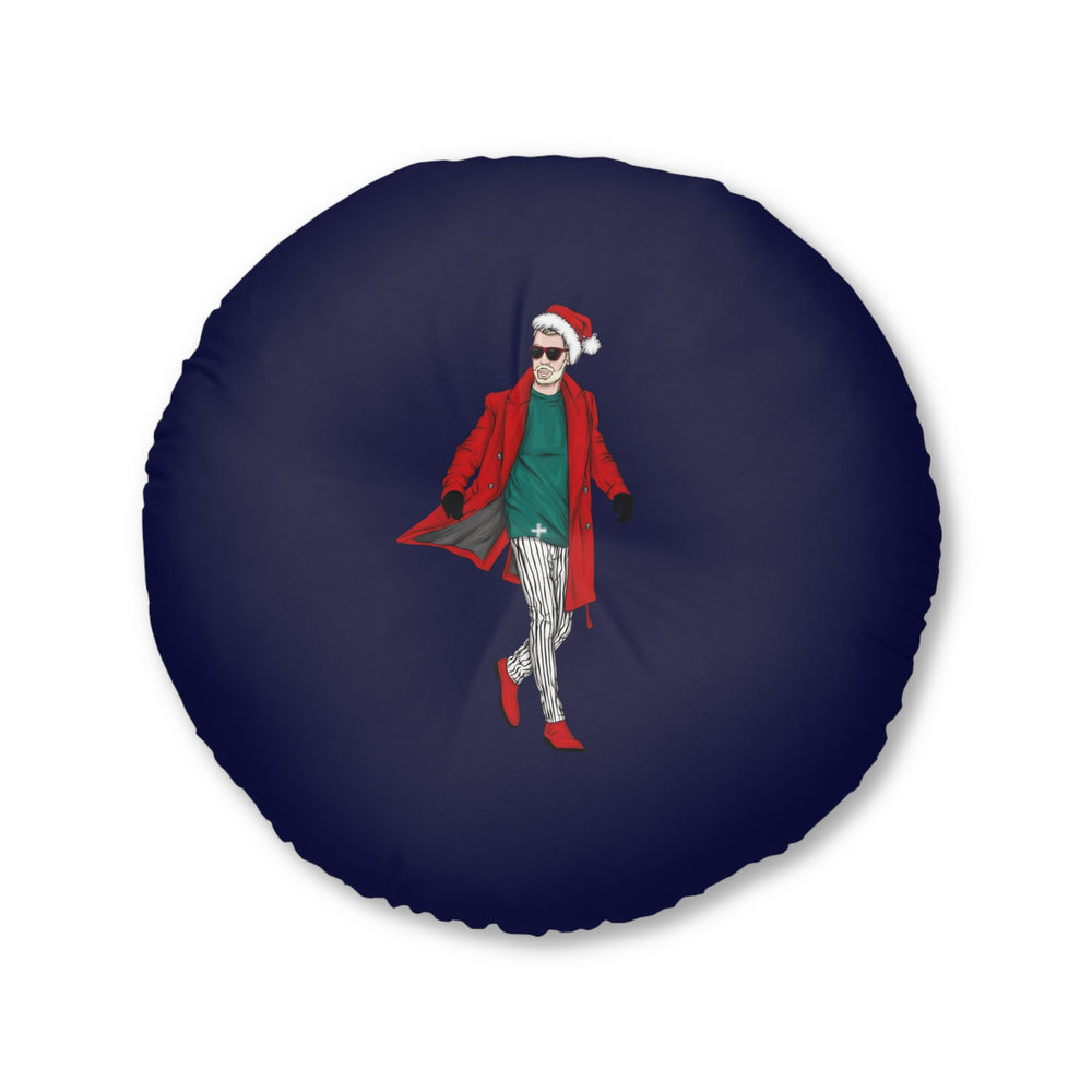 Pouf cuscino rotondo trapuntato – Babbo Natale Cool