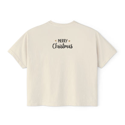 T-shirt boxy da donna con cervo natalizio