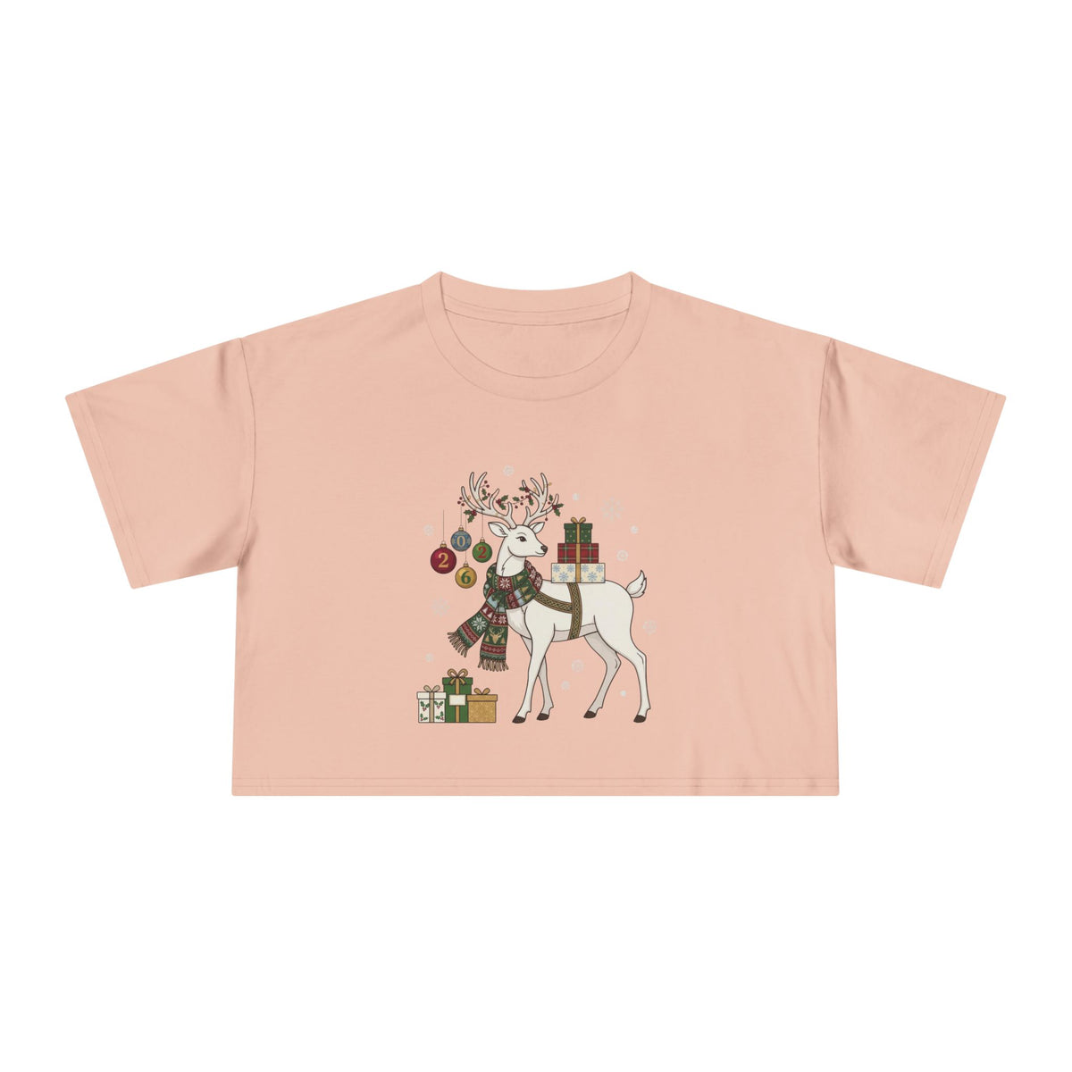 T-shirt crop donna – Renna di Natale
