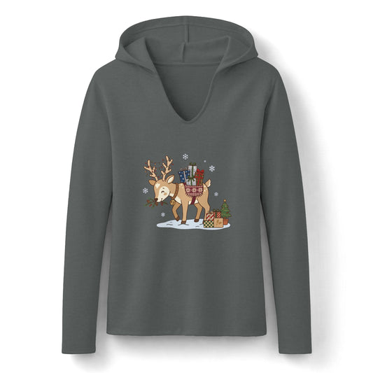 Felpa con cappuccio da donna Festive Courier a tema pupazzo di neve