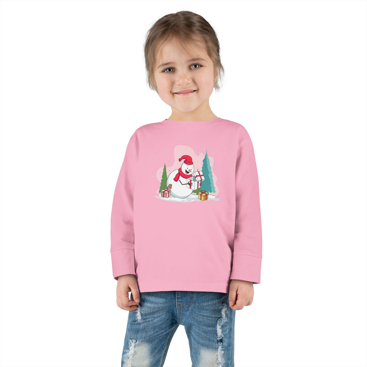 T-shirt a maniche lunghe per bambini "Snowman's Surprise"