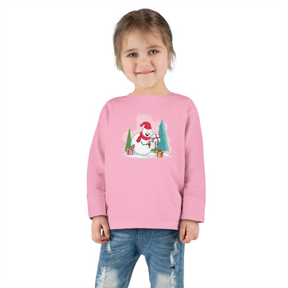 T-shirt a maniche lunghe per bambini "Snowman's Surprise"