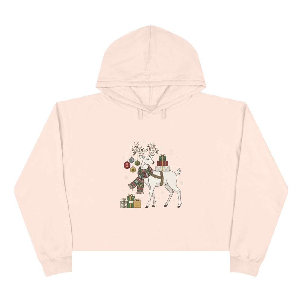 Felpa crop con cappuccio donna – Renna di Natale