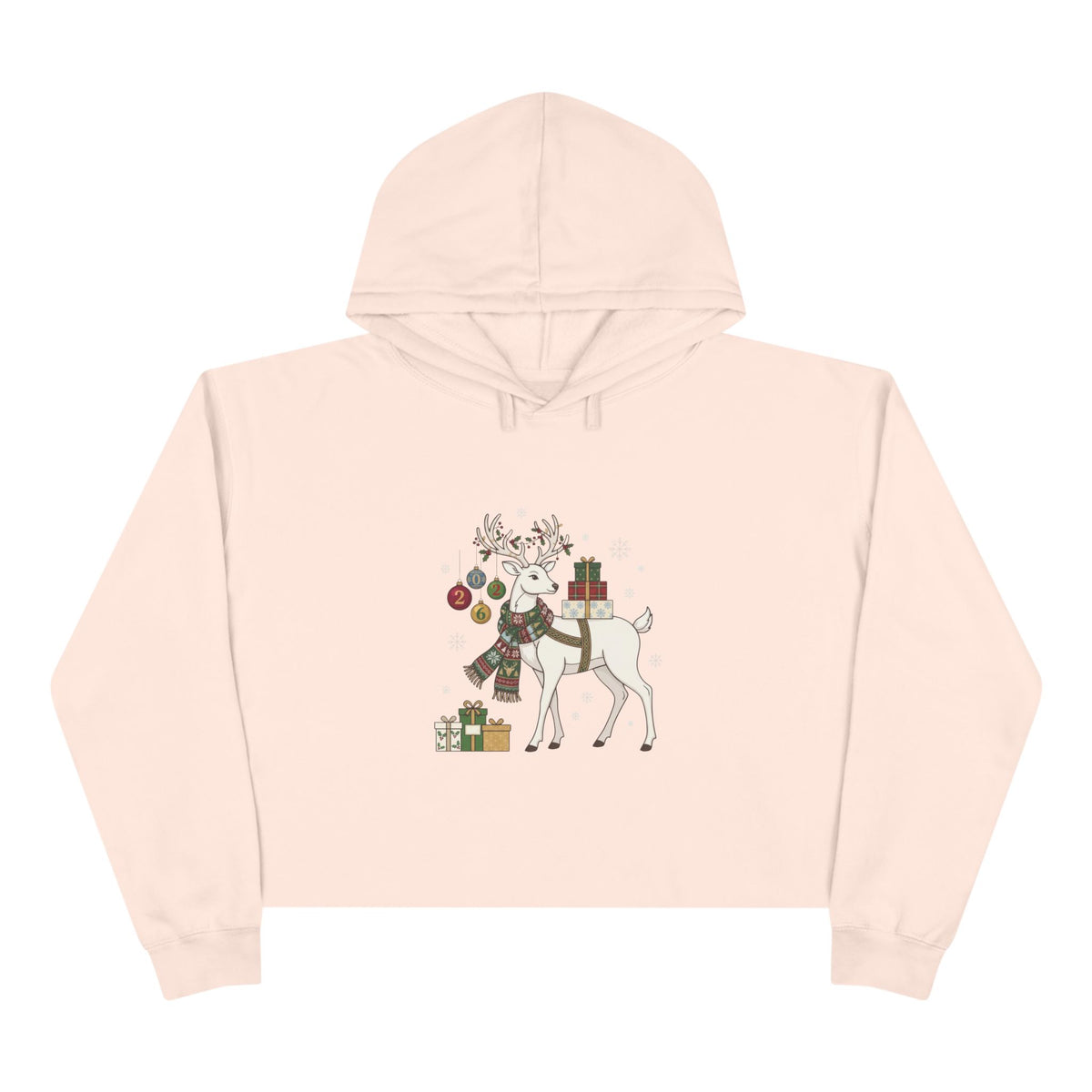 Felpa crop con cappuccio donna – Renna di Natale