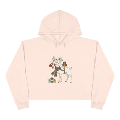 Felpa crop con cappuccio donna – Renna di Natale