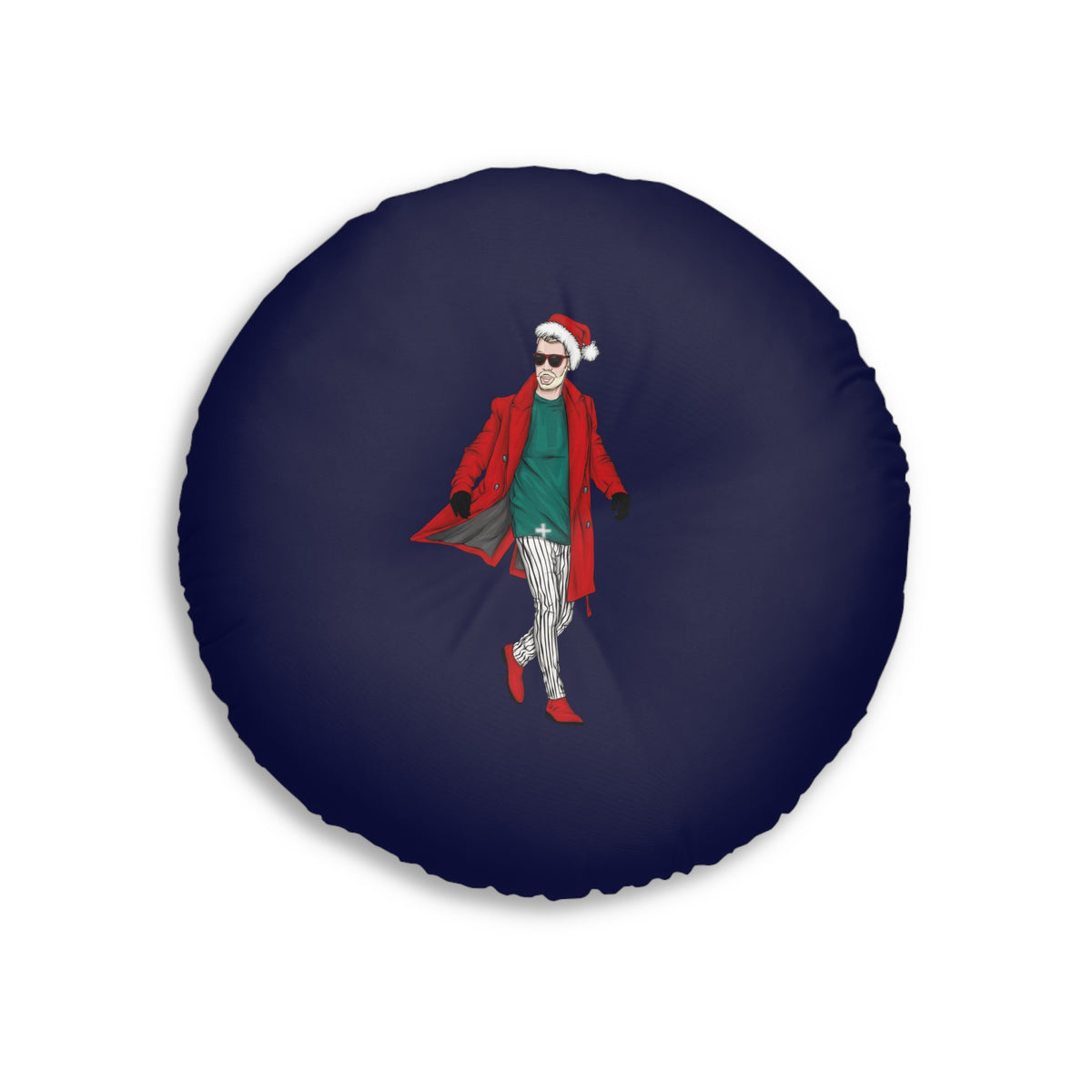 Cuscino da pavimento rotondo trapuntato Swag Claus