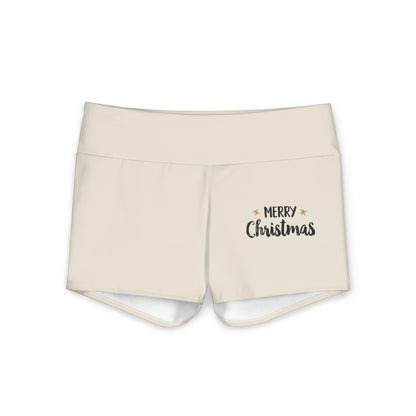 Pantaloncini da yoga color beige chiaro Buon Natale