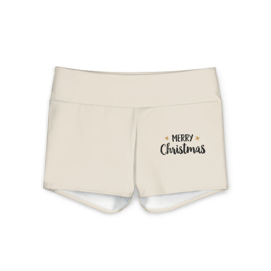 Pantaloncini da yoga color beige chiaro Buon Natale