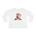 T-shirt a maniche lunghe da bambino con Babbo Natale sulle spalle