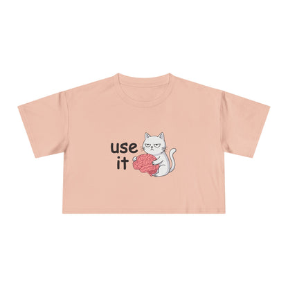 T-shirt crop bianca donna «Use It»