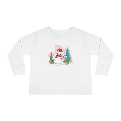 T-shirt a maniche lunghe per bambini "Snowman's Surprise"