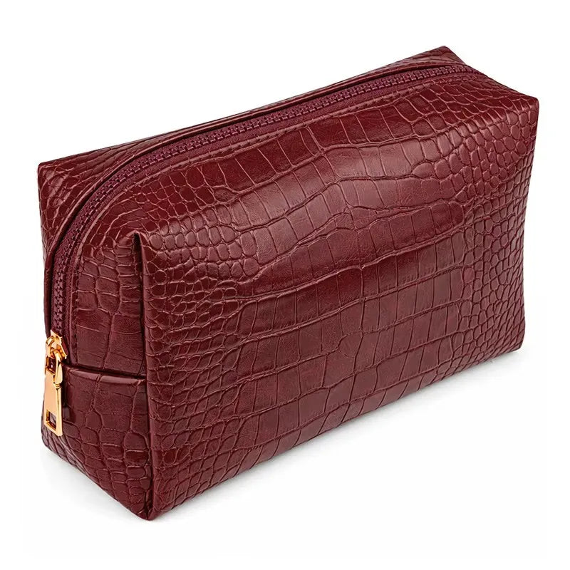 Beauty case da viaggio con lettere effetto coccodrillo