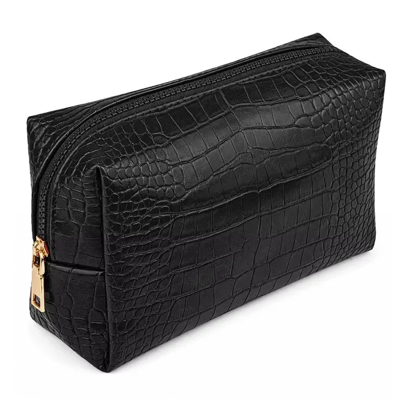 Beauty case da viaggio con lettere effetto coccodrillo