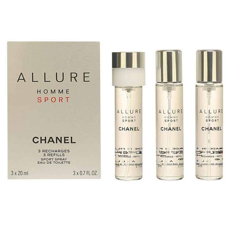 Chanel Allure Homme Sport Eau de Toilette uomo, fragranza legnosa e speziata con vetiver, muschi bianchi, ambra e fava tonka.