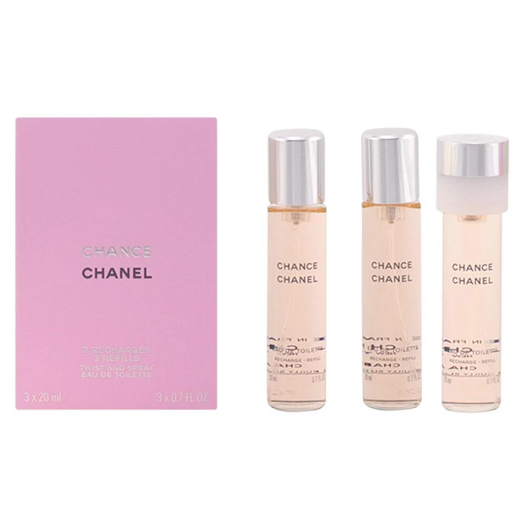 Chanel Chance Eau de Toilette Twist and Spray Refill, fragranza floreale chypre con ananas, iris, gelsomino, patchouli e vaniglia.