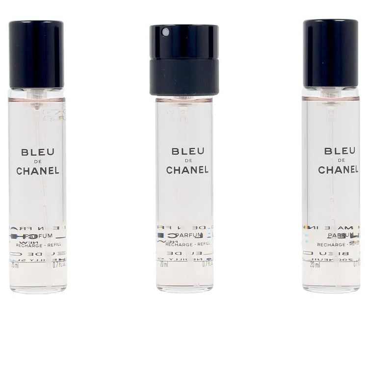 Chanel Bleu Eau de Parfum uomo ricaricabile, fragranza legnosa e aromatica con limone, zenzero, vetiver, incenso e patchouli.
