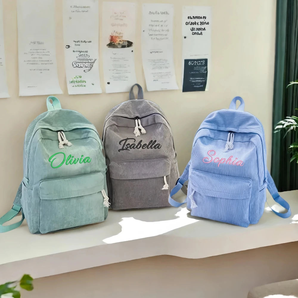 Zaino scuola bambini personalizzato con nome in velluto