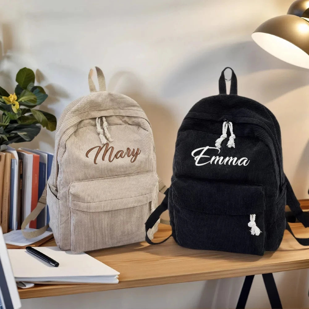 Zaino scuola bambini personalizzato con nome in velluto