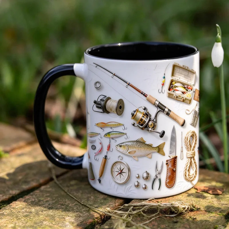 Tazza da pesca personalizzata con nome in ceramica per uomo