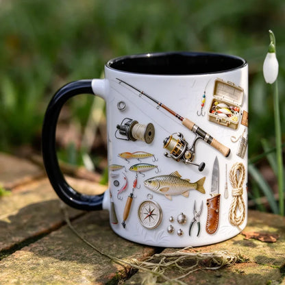 Tazza da pesca personalizzata con nome in ceramica per uomo