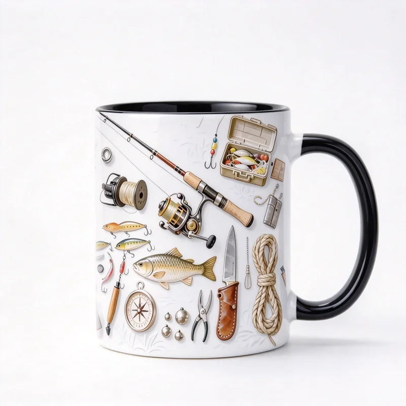 Tazza da pesca personalizzata con nome in ceramica per uomo