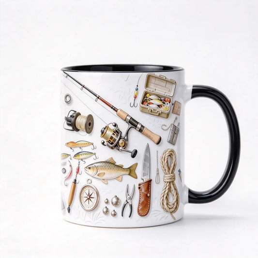 Tazza da pesca personalizzata con nome in ceramica per uomo