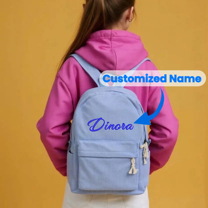 Zaino scuola bambini personalizzato con nome in velluto