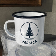Tazza da campeggio smaltata con nome e logo aziendale 350 ml