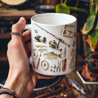 Tazza da pesca personalizzata con nome in ceramica per uomo