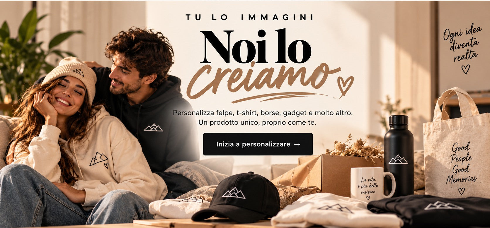 Una coppia con felpe personalizzate Essenvora
